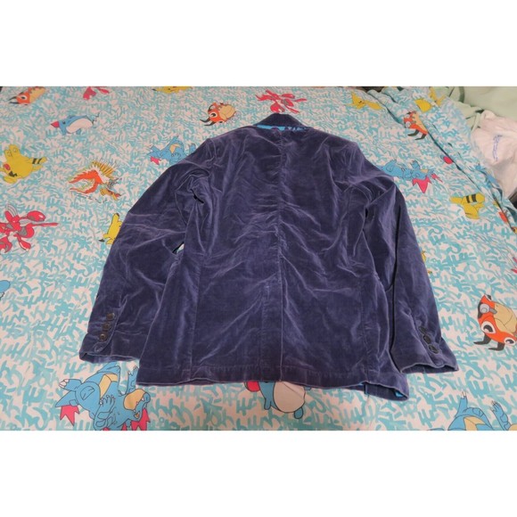 VTG Hollister Berkeley Jacket Velvet Lounge Cigar Sport Coat Size Medium Blue - Picture 5 of 5
